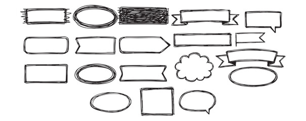 Obraz premium banner text box shapes set marker sketch doodle vector lines