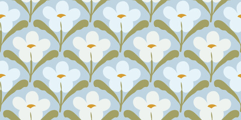 Abstract flower vintage seamless pattern background vector. Colorful botanical wallpaper with flower, foliage. Design for prints, cover, fabric, packaging, wall art, home decor.