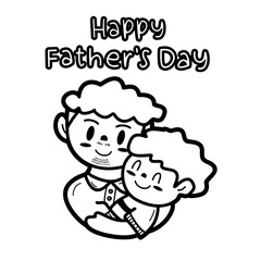 Happy Father's Day Illustration Coloring Outline