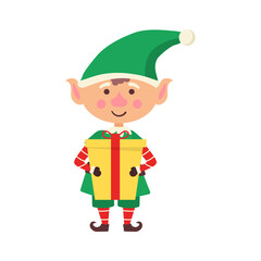 png christmas elf character set with cute dwarf hat cartoon claus helper funny gift decoration children green bag toy celebration retro style isolated icon holiday greeting illustration

