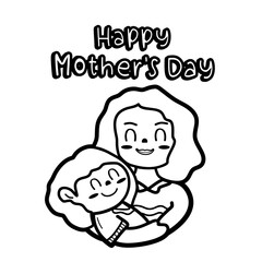 Happy Mother's Day Illustration Coloring Outline