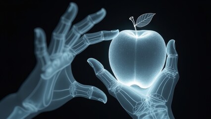 Tech savvy holding an apple image in hand