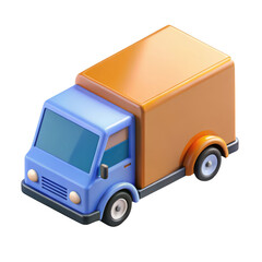 Isometric delivery truck vector illustration isolated on transparent background