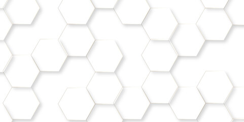 Abstract hexagon white background with shadow .white background Futuristic blue neon honeycombs. Modern technology design. Vector illustration.