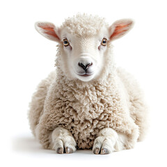 Fototapeta premium Cute lamb portrait of young sheep on isolated white background a charming symbol of spring innocence and farm life