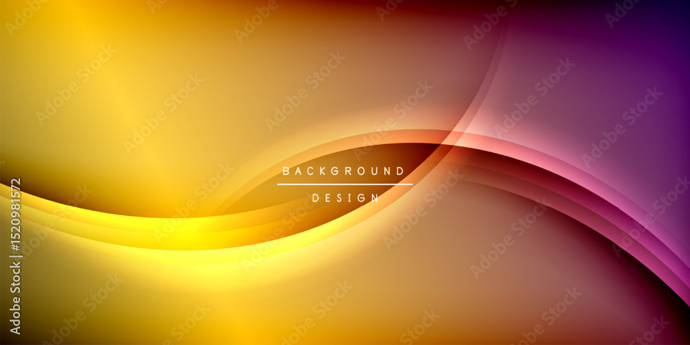 Aufkleber abstract vibrant waves, yellow, orange, purple hues. smooth gradients create dynamic visual effect. 