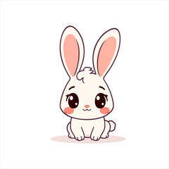 Cute Rabbit Character, Kawaii Bunny With Big Eyes