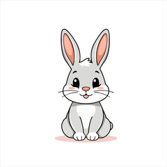 Cute Rabbit Character Illustration, Adorable Bunny Mascot With Smile