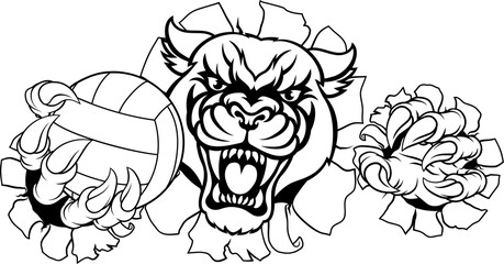Panther Jaguar Leopard Volleyball Ball Claw Mascot
