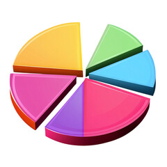 Obraz premium Pie chart icon with separated slices, isolated on transparent background