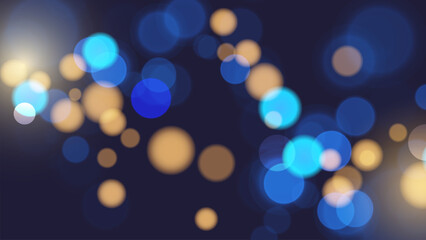 City night. Bokeh lights. Blurred circle shapes. Abstract light effect. Vector illustration.