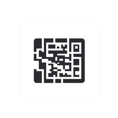 QR code scan icon in flat minimal version, isolated on transparent background