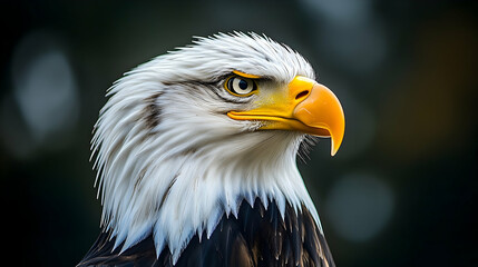 Naklejka premium Close-up portrait of a majestic bald eagle.