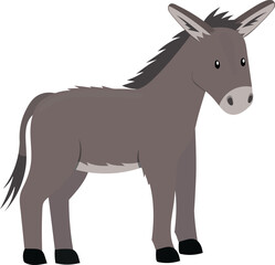 Illustration of Cute Donkey animal isolated on white, vector