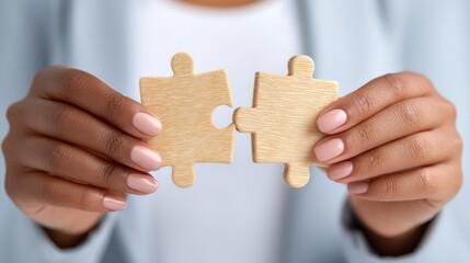 Hands uniting puzzle pieces a symbol of collaboration
