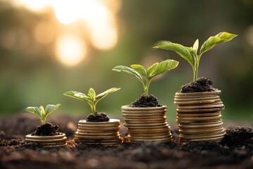 plant growing from coins