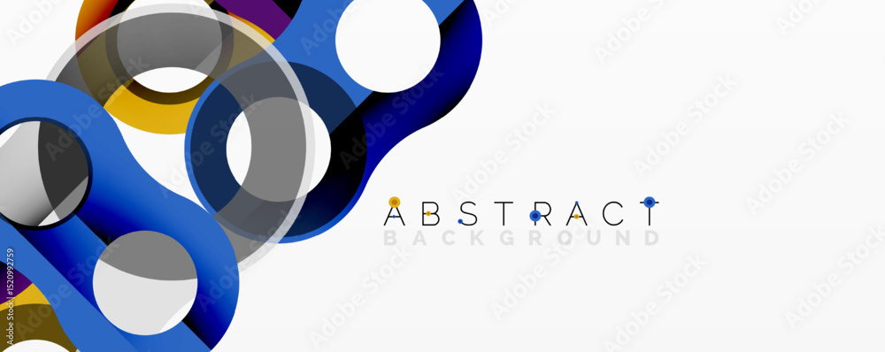 Aufkleber Abstract design features overlapping colorful circles. Blue, gray, yellow hues create dynamic composition. Modern graphic element.