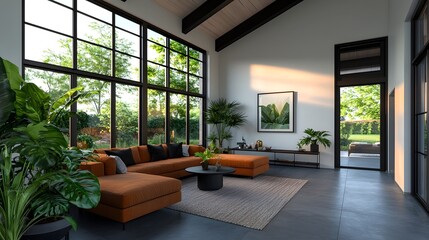 Fototapeta premium Cozy and charming farmhouse style living room