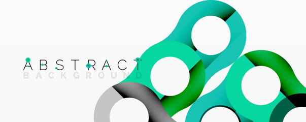 Modern design features interconnected circles, vibrant green hues, gray accents. Clean aesthetic, suitable for digital backgrounds, presentations.