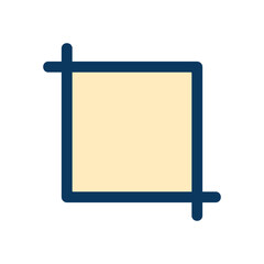 Simple flat design crop symbol in beige and navy color for photo adjustment or resize illustration
