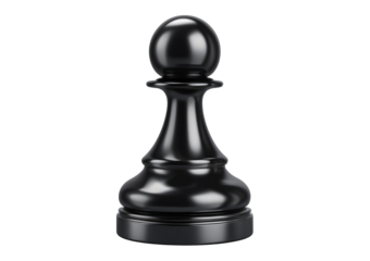 Chess pawn, elegant design black, isolated on transparent or white background