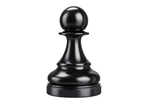 Chess pawn, elegant design black, isolated on transparent or white background - Powered by Adobe
