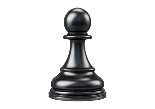 Chess pawn, elegant design black, isolated on transparent or white background