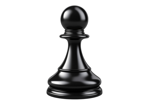 Chess pawn, elegant design black, isolated on transparent or white background