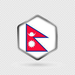 Obraz premium Nepal Flag Icon in Hexagon Shape.