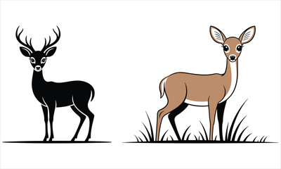 set of deer silhouettes