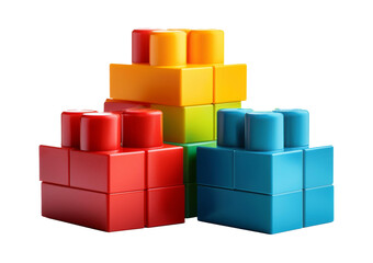 Obraz premium Colorful building blocks isolated on transparent or white background