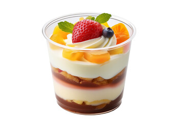 Dessert cup with dessert isolated on transparent or white background