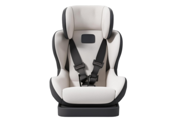 Front view of a car seat for a four year old isolated on white background