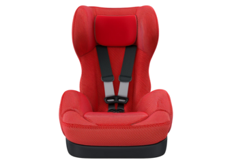 Front view of a car seat for a four year old isolated on white background