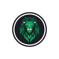 Green Lion King Emblem in Minimalist Style