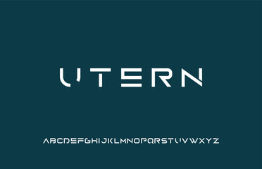 Modern MInimal Alphabet Tech font, typography font logos fashion vector illustration