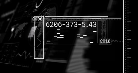 Image of data processing over dark background