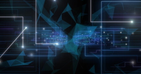 Image of data processing over dark background