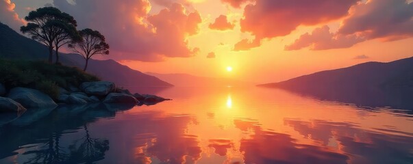 Serene sunrise view, reflecting on new beginnings and inner peace Perfect for mindfulness, spiritual wellbeing, and renewal themes Ideal for blogs, websites, and wellness apps , growth, sky