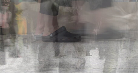 Image of timelapse with walking people over people on street