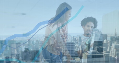 Image of businessman handshake over cityscape