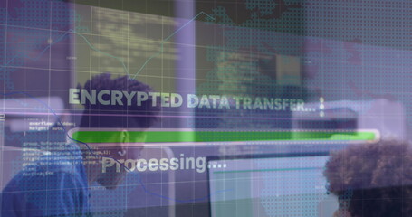 Image of financial data and graphs over airport