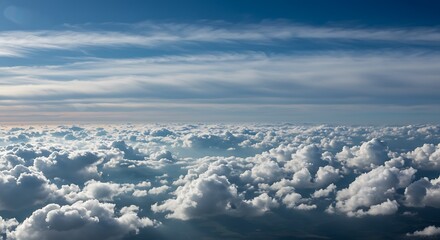 Fototapeta premium Fluffy clouds in a blue sky Cloudscape Blue Sky View