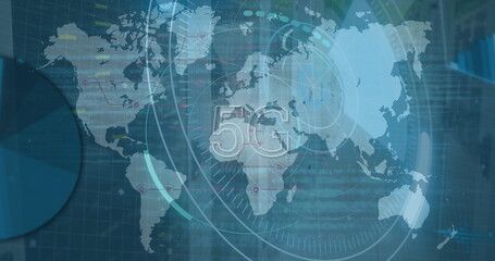Image of scope scanning and data processing over world map
