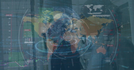 Image of diverse data processing over globe