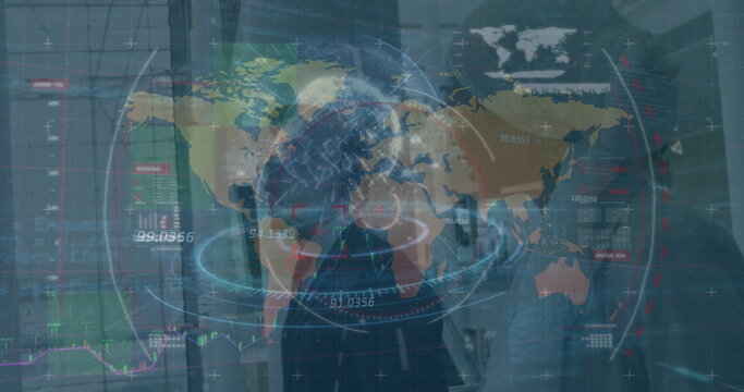 Image of diverse data processing over globe