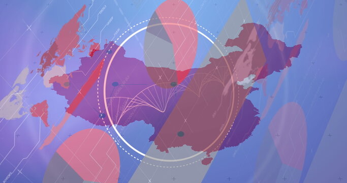 Image of dna strand over data processing and world map - Powered by Adobe