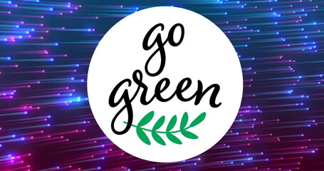 Image of go green text and shapes over black background