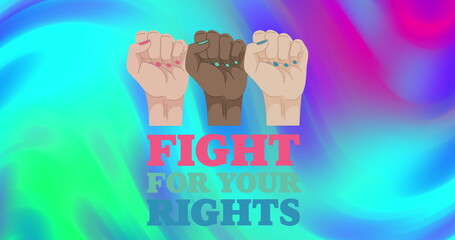 Image of fight with your rights text and shapes over colourful background
