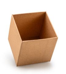 Open empty cardboard gift box isolated on white background. File contains clipping path.